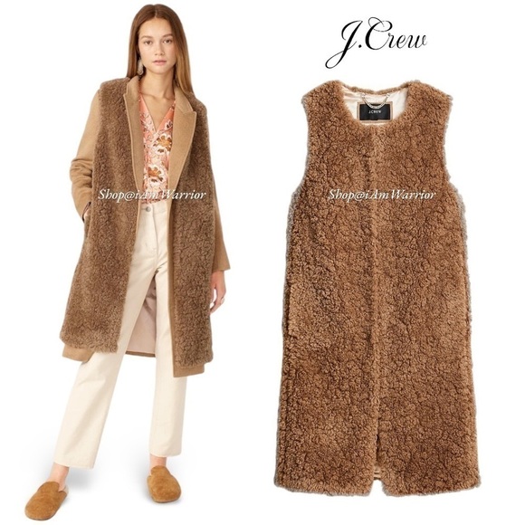 J.Crew Collection faux Sherpa long sleeveless vest *shop@iamwarrior - Picture 2 of 8